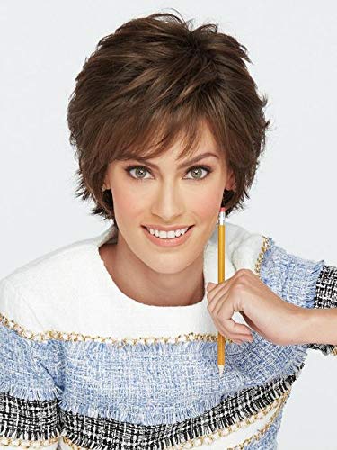 Voltage Avg Cap Wig Color R1416T BUTTERED TOAST - Raquel Welch Wigs Short Textured Layers Wispy Bangs Synthetic Women's Memory Capless Flared Neckline Bundle with MaxWigs Hairloss Booklet