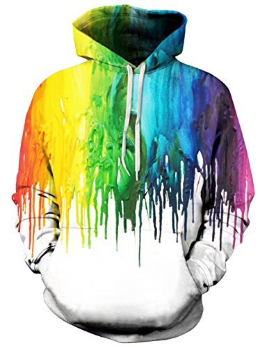 Loveternal Unisex 3D Imprimé Graphique Coloré Hoodies Drôles Casaul Pull Cool Sweatshirts avec De Grandes Poches M