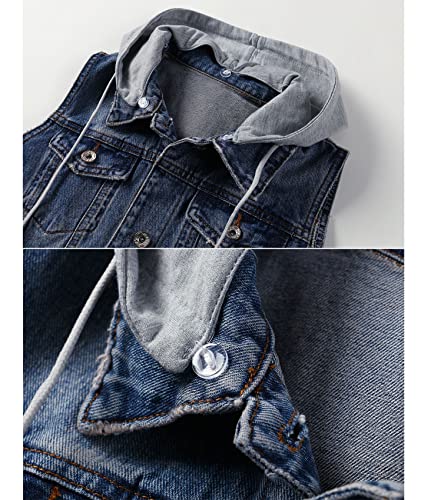 HaoMay Women's Casual Distressed Denim Vest Waistcoat with Removable Hood3