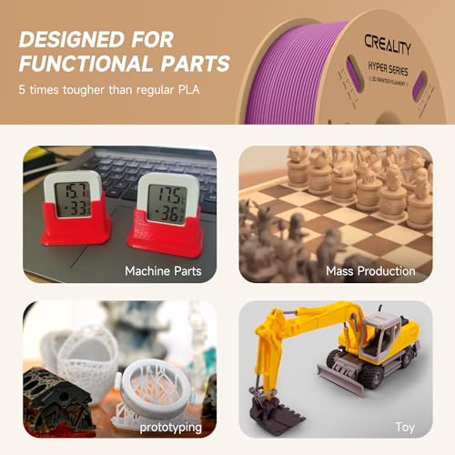 Image of Official Creality Hyper PLA Filament 1.75mm, High Speed PLA 30-600mm /s Rapid 3D Printer Filament, Dimensional Accuracy + /-0.02mm, Fit Most FDM 3D Printers，1KG(2.2lbs) Spool Purple