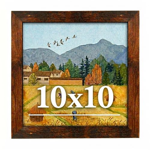 Veleclo 10x10 Picture Frame for Wall Display 10x10 Brown Picture Frame with Shatter Resistant Plexiglass Stable and Sturdy 10 x 10 Poster Frame for Wall Display Handpicked Gift Collection 1 Pack
