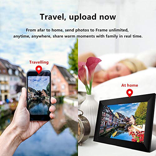 Marco De Fotos Digital De 10 Pulgadas, Pantalla LCD IPS De Alta Definición, Conexión WiFi, 16 GB De Almacenamiento, Rotación Automática Y Compatible con Tarjetas Mic
