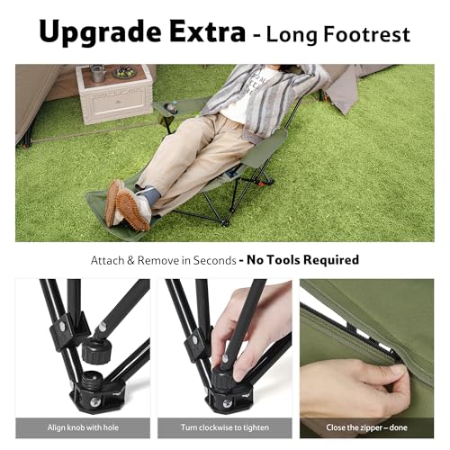 Silla reclinable ajustable Naturehike Seastar 002 con reposapiés, plegable para camping, portátil con bolsa de transporte, portavasos y bolsillo lateral, color verde, soporta 330 lbs miniatura 4