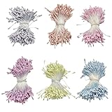 JazRvr 2100 Stück Pfeifenreiniger Blumen Staubblatt, Pfeifenputzer Zum Basteln, Künstliche Staubblatt Für DIY Blumen, Handwerk Und Dekoration, 6cm Länge, 2mm Durchmesser, In 6 Farben