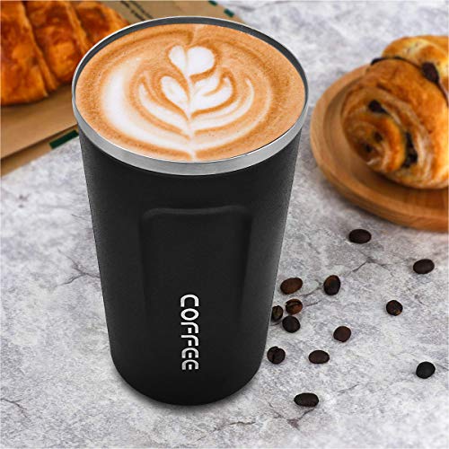 MOMSIV Taza de café, reutilizable al vacío a prueba de fugas, taza de café de doble pared, aislante de acero inoxidable… - Imagen 7