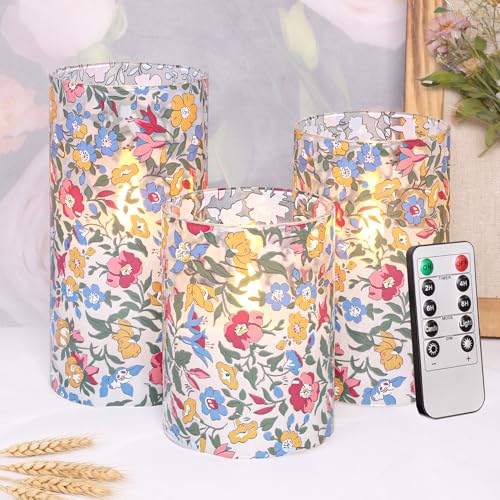 Cafemoon Floral Glass Flameless Candles with Remote, Spring Wildflower Design LED Candles, 3D Wick Flickering Battery Operated Candles for Home Decor, Bedroom, Wedding, Table Centerpiece by Cafemoon - Used condition - US$22.11