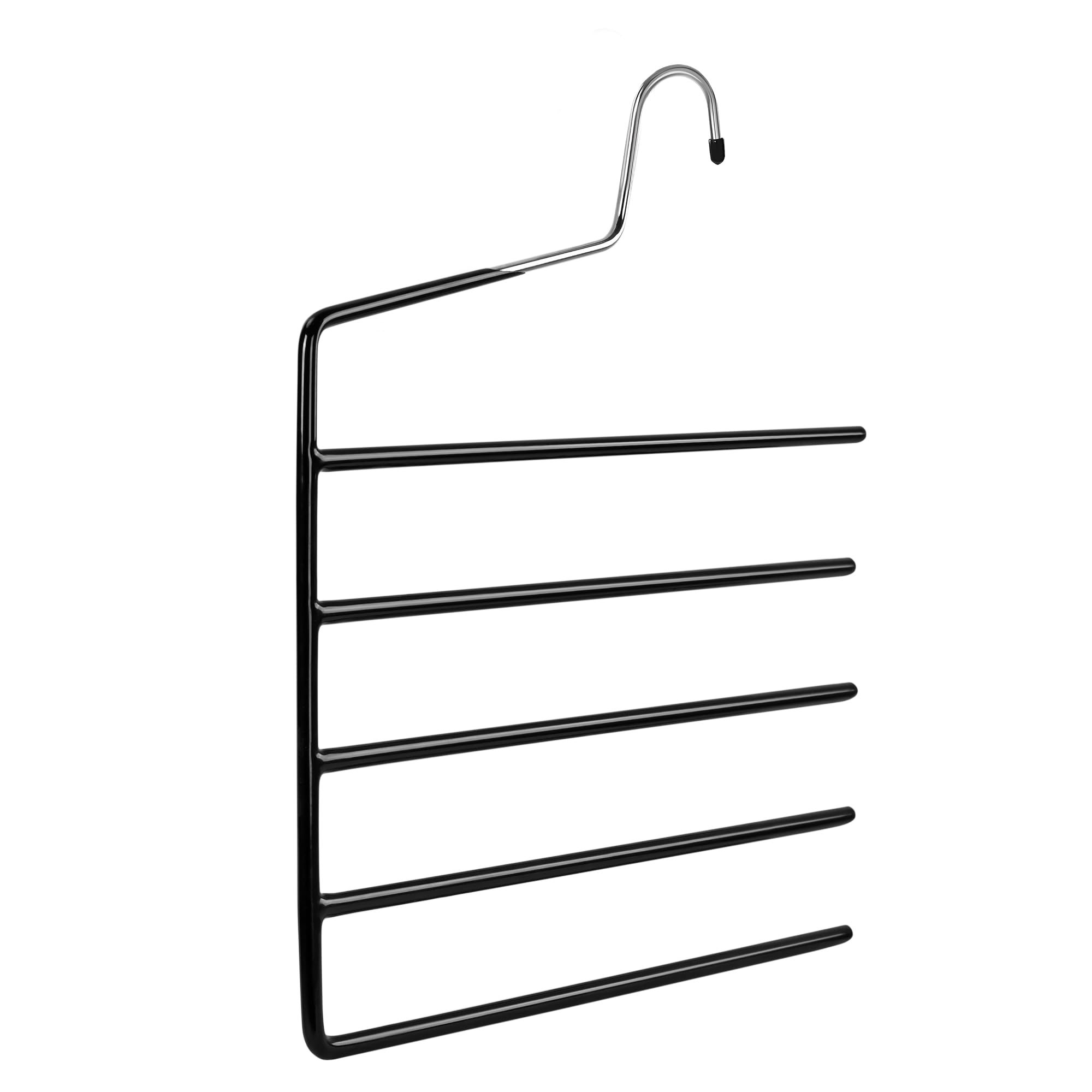 Pack de 4 Perchas para Pantalones, Percha múltiple, 5 Niveles, Ahorrar Espacio, Organizador Perchas, Antideslizante, para Ropa, Vaqueros, Corbatas, Bufandas, Vestidos, Toallas