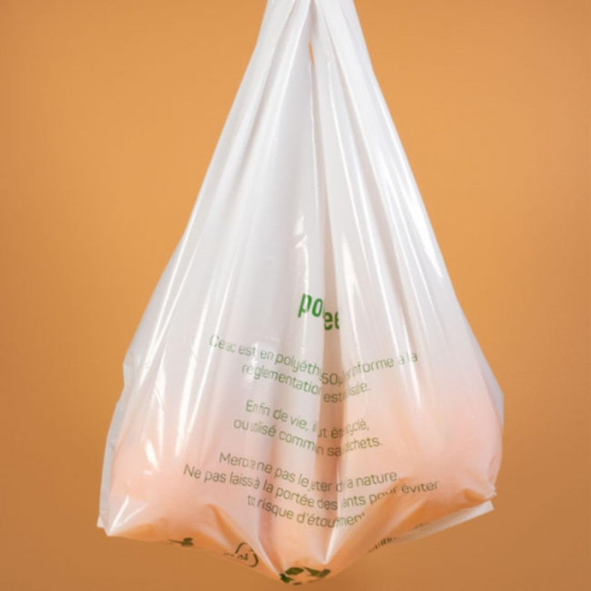 Lot 200 sacs de caisse blancs à bretelle réutilisables 50 microns | Sacs de courses solides avec soufflet | Conformes réglementation 2016 | Idéal primeurs, marchés, commerces (BLANC, 26 + 12 x 45)