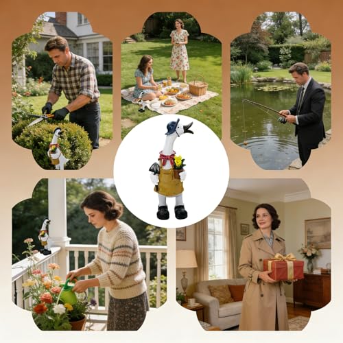 Statue de canard pour jardin résistant aux intempéries en résine durable pour extérieur