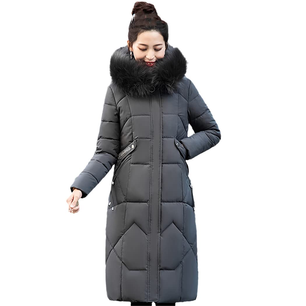 Doudoune d'hiver extra longue femme gris foncé 3XL avec capuche - 7