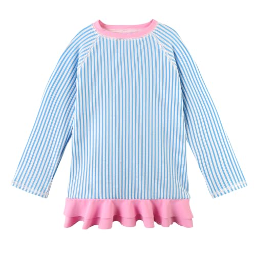 Image of XFGIRLS Girls 2-Piece Swimsuit Long Sleeve Rash Guard Set Toddler 6M-8Y | UPF 50+ blocks 98% UV, Quick-dry, Easy on /off, Bright colors stand out, Machine wash, Breathable, Beach, swim, water park