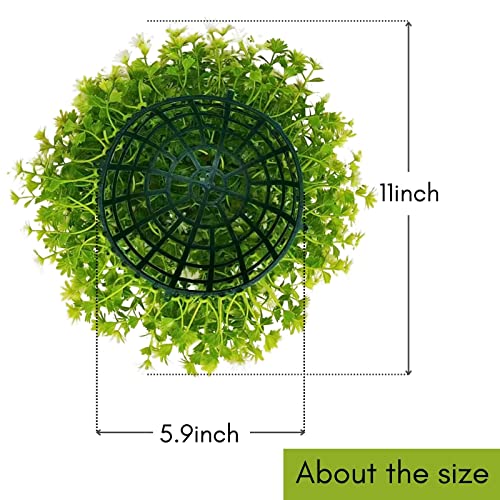 Coregreen 2Pcs Artificial Topiary Ball 11Inch White Flower Balls Artificial Plant Decorative Balls Faux Artificial Kissing Balls Mum's Ball For Balcony, Wedding, Christmas Decoration Indoor Outdoor #TOP1