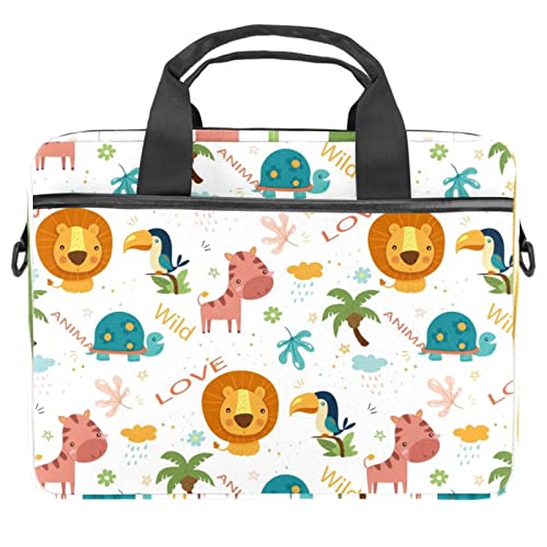Sac à bandoulière pour ordinateur 13 à 14 pouces, motif lion et tortue multicolore
