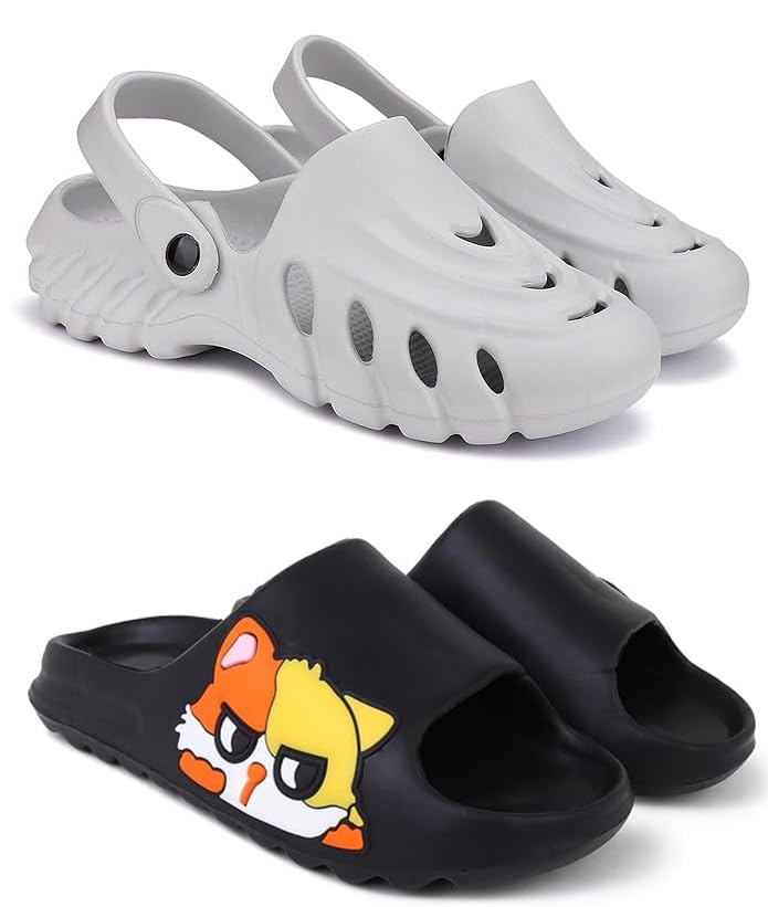 pampy angel Combo Pack of 2 Slipper/Flip Flops/Slides/Clogs/Sandals for Men (Clogs-100-M, YN-11)-picture-13