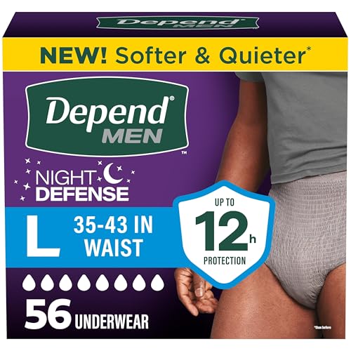Depend Night Defense Adult Diapers, Incontinence Underwear for Men, Disposable, Overnight, Large...
