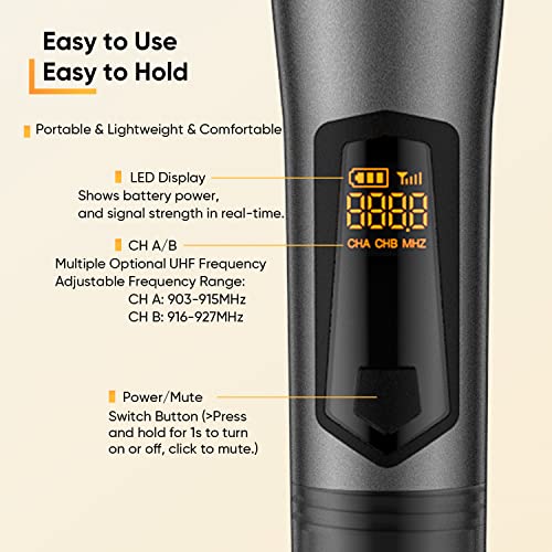 Saiyin Rechargeable Wireless Microphones,Uhf Dual Handheld Dynamic Mic Karaoke System With Rechargeable Microphones And Receiver, 200 Ft Range, 1/4’’＆1/8’’ Output For Amplifier, Pa System #TOP4