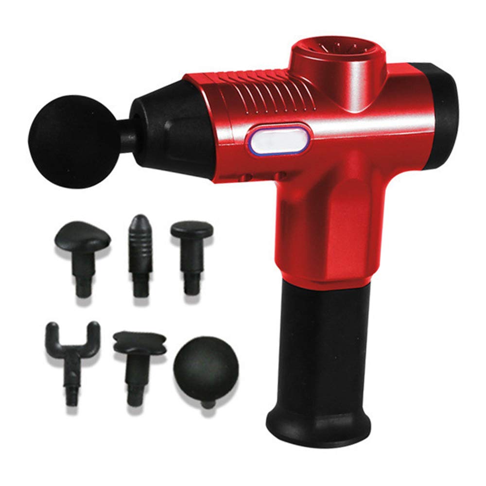 Mini massage gun électrique rouge avec 6 chefs de massage pour fascia
