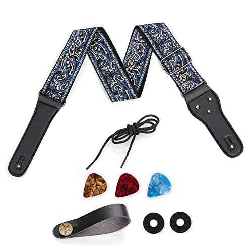 LIZHOUMIL Sangle de guitare, sangles de guitare de 5 cm de large, longueur réglable, cordon à motif brodé, accessoires… - Les Beatles, Paul McCartney, John Lennon, RIngo Starr, George Harrison LIZHOUMIL Sangle de guitare, sangles de guitare de 5 cm de large, longueur réglable, cordon à motif brodé, accessoires…