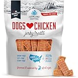 Farmland Traditions Dogs Love Chicken Jerky Dog Treats, Premium Two-Ingredient Dog Jerky with USA-Raised, Human-Grade Chicken & No Antibiotics Ever, 1-Pound Bag