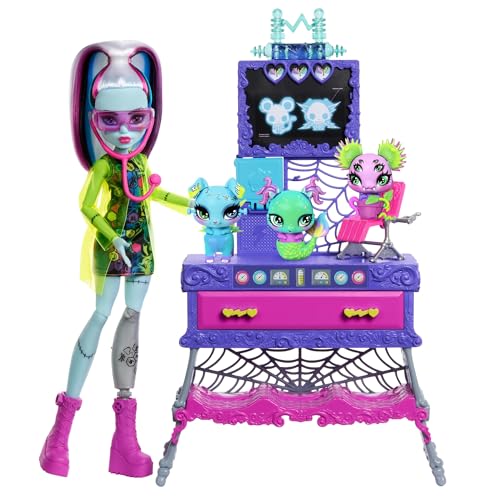 Monster High Make-A-Monster Pet Playset, Frankie Stein Doll and 30+ Accessories for Countless Pet Combos, Mad Science Lab Furniture