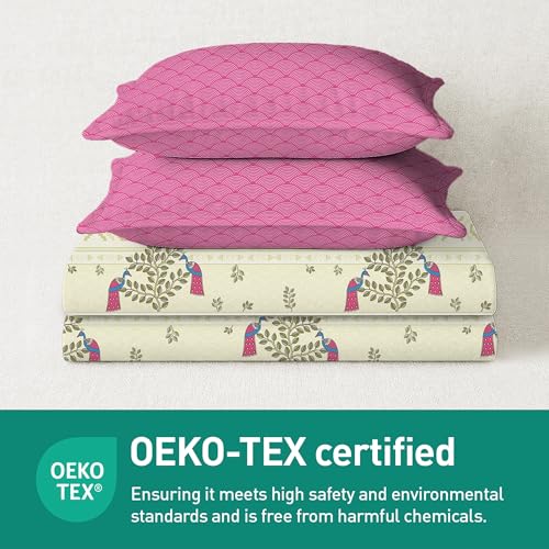 Image of MYTRIDENT Soft Comfort Bedsheet for Double Bed, 100% Cotton Bedsheet, 180 TC, Soft and Breathable, King Size Bedsheet with 2 Pillow Covers - Ritvi