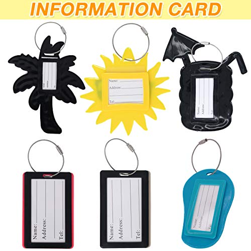 6 Pack Unique Luggage Tag Travel Suitcase Bag Summer Beach Series Identify Label with Loop by OVOV (Beach Series)