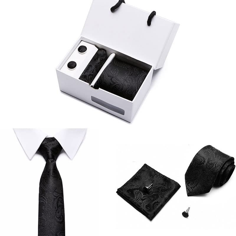 Set de corbata, pañuelo y gemelos para hombre de seda miniatura 3