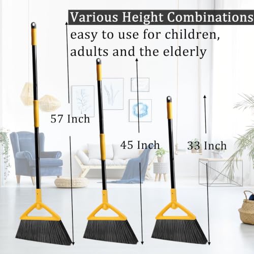 Image of Heavy Duty Yellow Angle Broom with Long Handle - 3 Pack