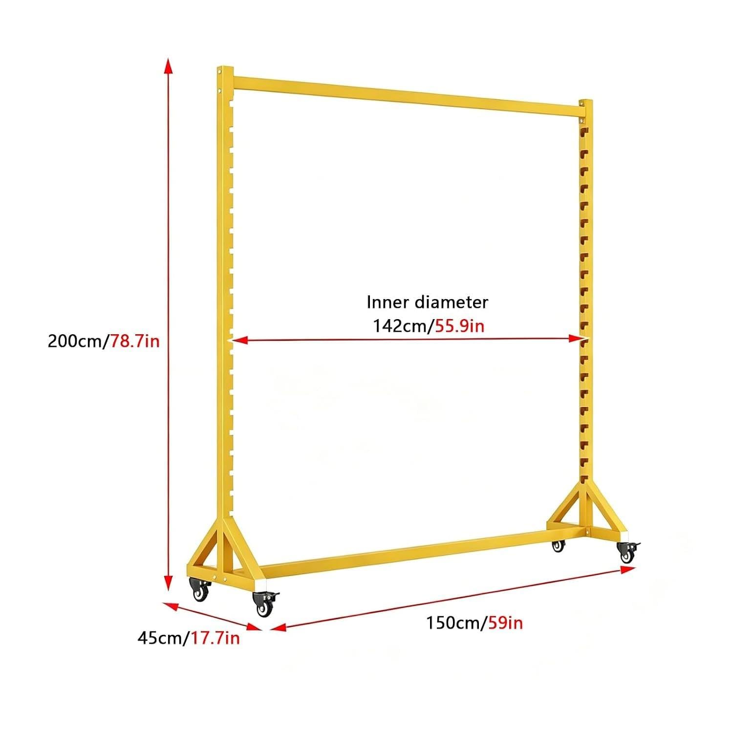 Estante móvil para Almacenamiento de Vinilo, exhibidor de muestras con Ruedas 150cm-4rods | para papel tapiz, película para ventanas, soporte organizador de acero resistente,adecuado para tiendas y talleres