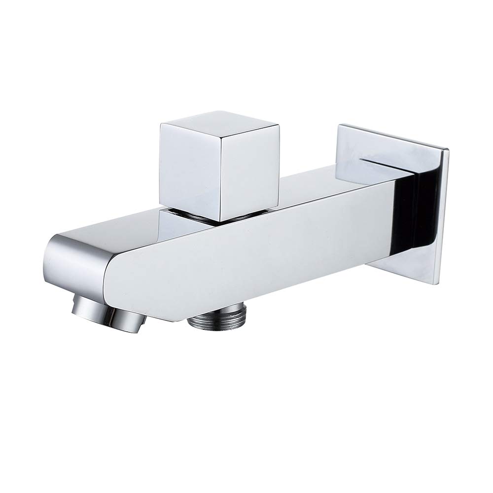 Weirun Chrome Bathroom Brass Square Faucet Tap Spout Filler Bathtub Shower Mixer Tub Spout With Diverter Shower Head Hose Connector,