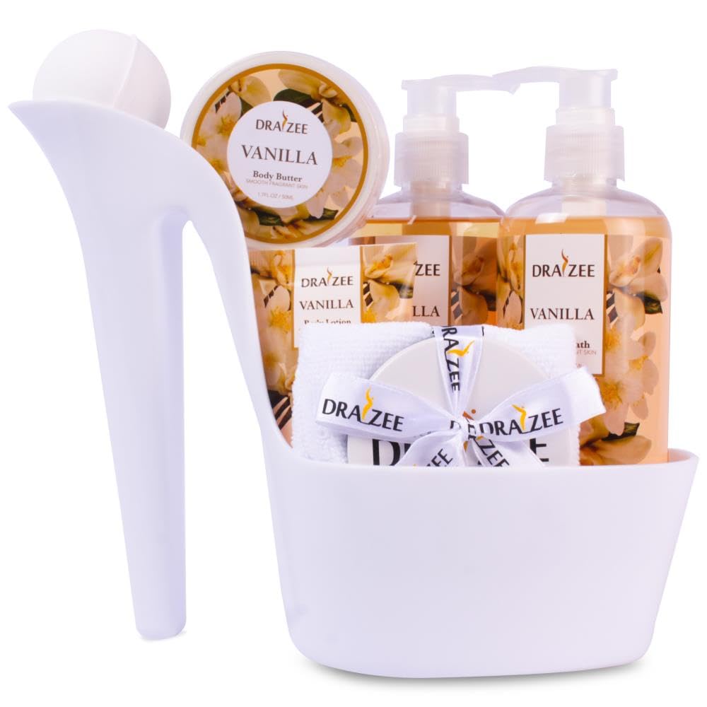 Valentine’s Day Gifts for Women – 8 Pc Spa Gift Baskets for Women, Vanilla Scented Heel Shoe Spa Basket, Luxury Bath Gift Set, Relaxing Self Care