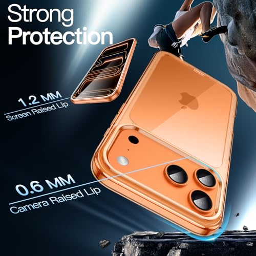 Image of JETech Case for iPhone 17 Pro 6.3-Inch, Non-Yellowing Shockproof Phone Bumper Cover, Anti-Scratch Clear Back (Orange)