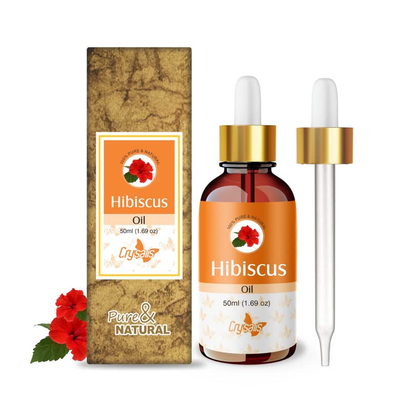Image of Crysalis Hibiscus (Hibiscus Rosa Sinensis.) 100% Pure & Natural Undiluted Essential Oil Organic Standard For Soft & Supple Skin, Moisturize Scalp And Hair, Oil For Face& Body 50ML With Dropper