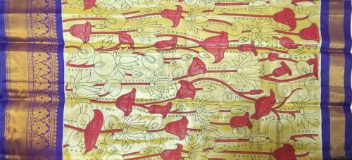 Image of VFCollections Women's Kalamkari Kanchipuram Silk Pattu Sarees With Blouse