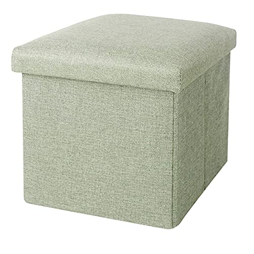 Repose-pieds pliant cube avec boîte de rangement en lin et tabouret siège gain de place - 2