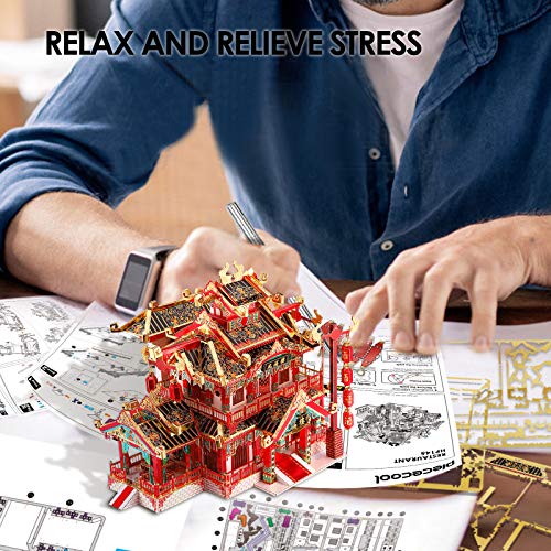 Piececool 3D Puzzles For Adults Metal Model Kits, Chinese Ancient Reataurant 3D Metal Puzzle, Traditional Architecture Building Puzzle Diy Toys, Great Gift Idea-215 Pcs #TOP5