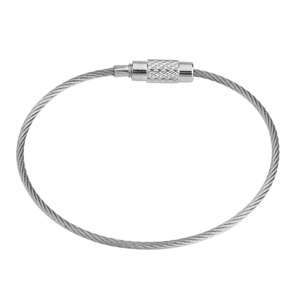 Ejoyous Portachiavi in acciaio inox, 20 pezzi da 1,5 mm, 15 cm, anelli per cavi per aerei, per appendere etichette per bagagli pesanti o etichette d'identità, barilotto torsione