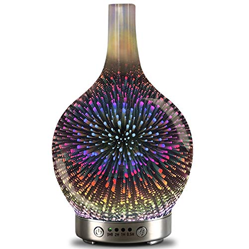 Essential Oil Diffuser, Ultrasonic Cool Mist 120 ml Aroma Diffuser, Whisper Quiet Aromatherapy Humidifier with Time Setting, 7 Colors LED Lights Changing for Home Office