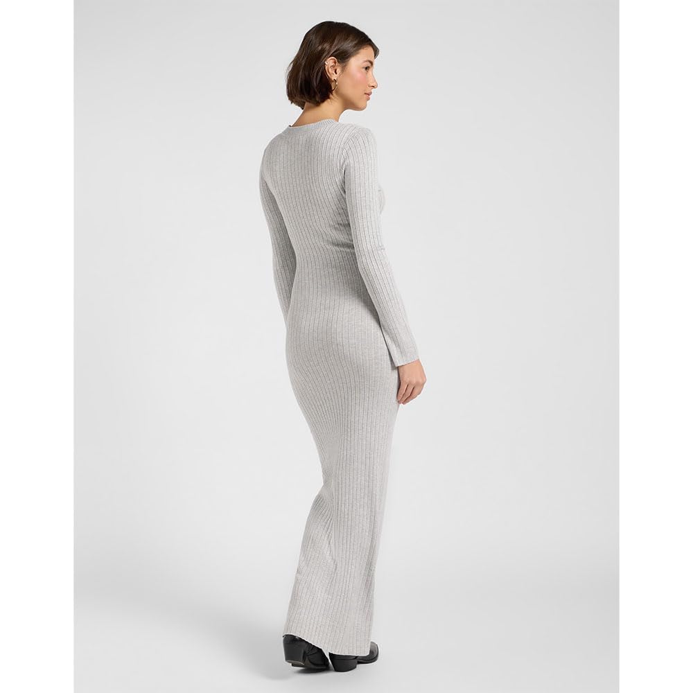 Lee - Vestido Mujer - Corte Regular - Crew Neck Maxi Dress - Gris Jaspeado