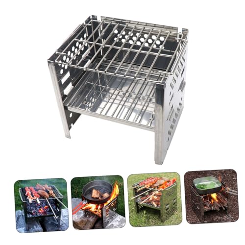 Grille double couche réglable et pliable pour réchaud nomade - 6