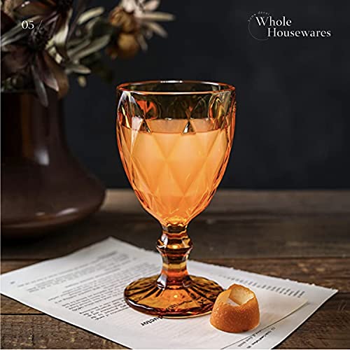 Whole Housewares | Multi Colored Glass Drinkware Set | Vintage Drinking Cups | 9.5Oz Water Glasses | Set Of 6 | For Wedding Or Parties | Blue, Amber, Red, Pink, And Green (Glass Goblet) #TOP4