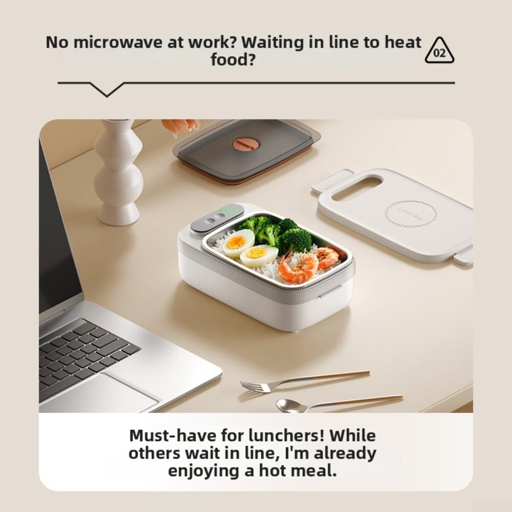 Fiambrera eléctrica inalámbrica de 14.000 mAh, 1 L, para adultos, con 8 temporizadores y 4 temp, carga rápida tipo C, recipiente de acero inoxidable a prueba de fugas, para oficina, viajes, camiones