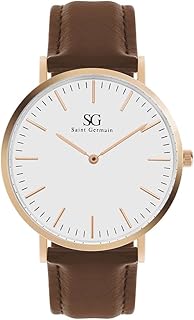 Relógio masculino couro marrom bronx rosé gold saint germain 40mm
