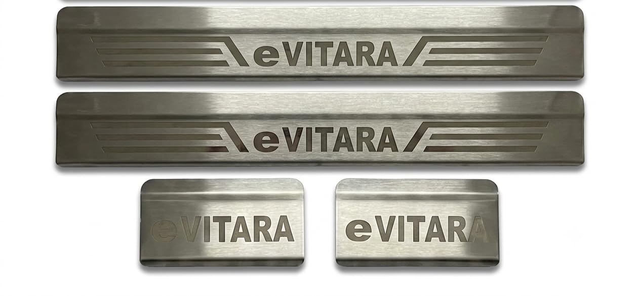 Stainless Steel Door Sill Foot Step Plates for eVITARA Set of 4 | Front & Rear Plates, Brushed Finish, eVITARA Branding, Scratch Protection, Easy Installation-picture-21