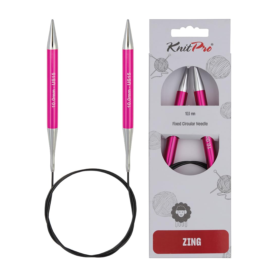 KnitPro Zing Fixed Circular Needles 47" (120cm) | Size 10.00mm
