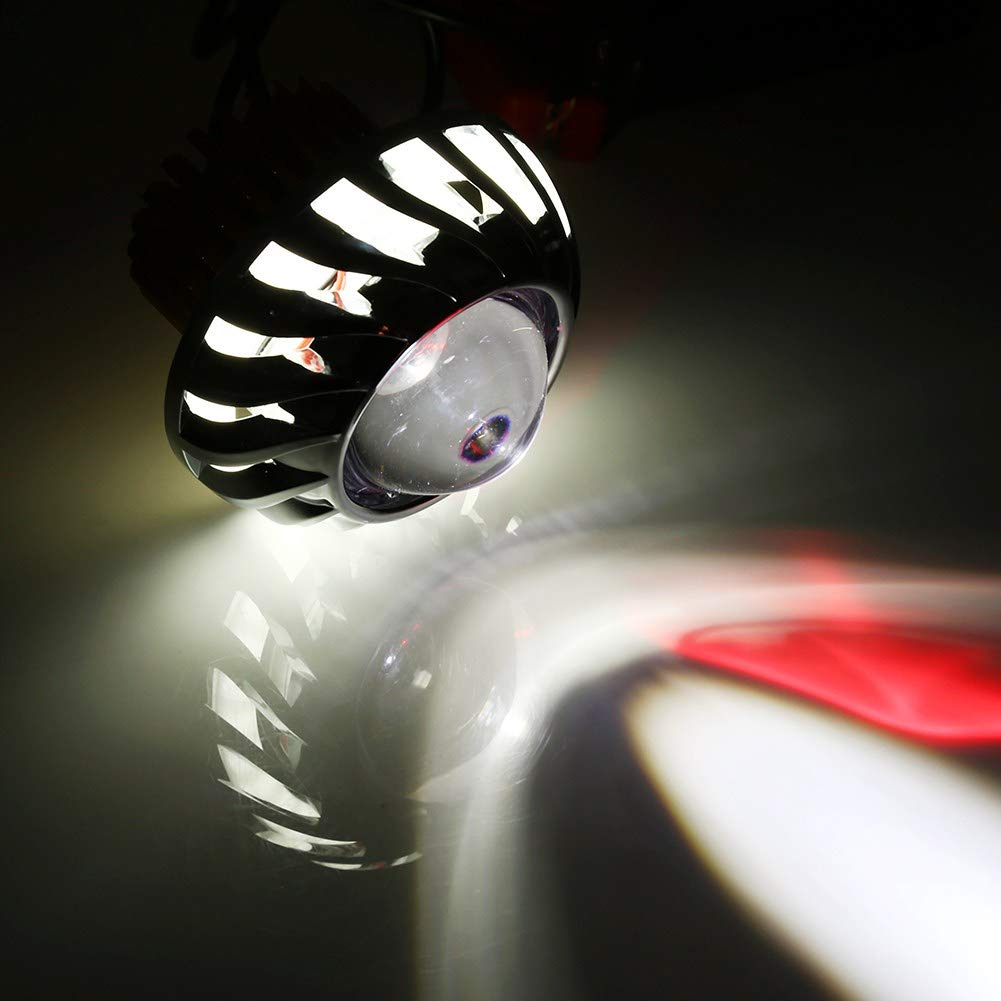 Duokon Angel Devil Eye Spot Light, Faro Moto LED Obiettivo Proiettore Dual Halo Angel Devil Eye Spot Light (Bianco)