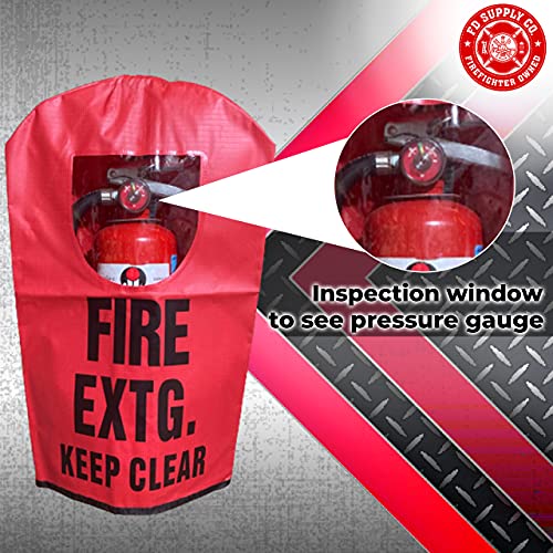 Fire Extinguisher Covers with Window for Gauge Plus Instruction Decals for Fire Extinguishers (5 Pack, Small)