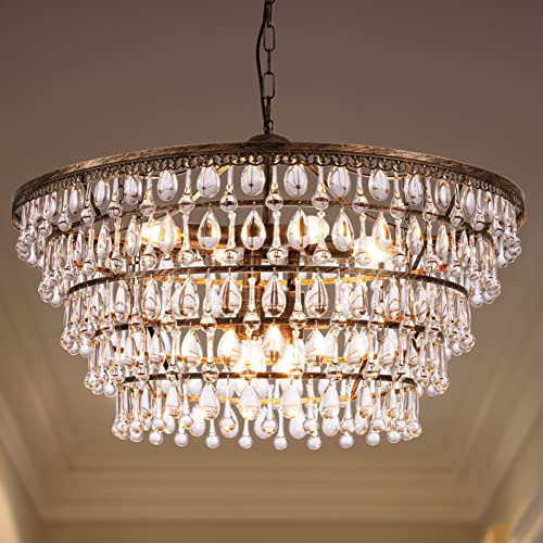 Wellmet Crystal Chandelier 5-Tier Bronze Pendant Light