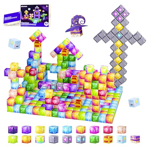 SILYMOLY Magnetic Blocks, Jewel Adventures Edition, Magnetic Building Cubes, Boys & Girls Toddler Toys Age 3-5 4-8,Sensory Toy Gift for Kids, Upgraded STEM Gift 1.2 Inches