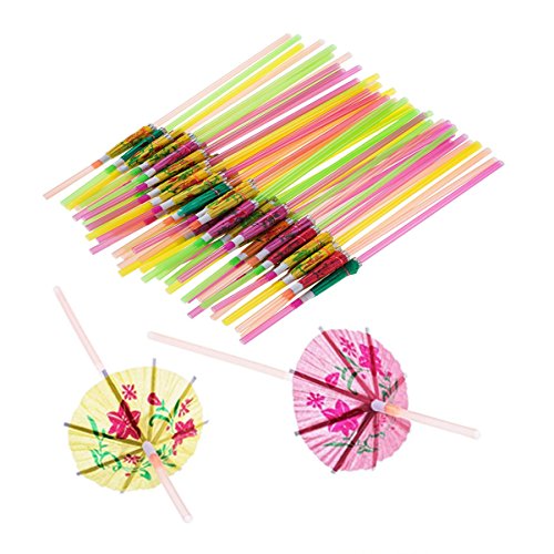 100 pitillos desechables con sombrilla colorida miniatura 1